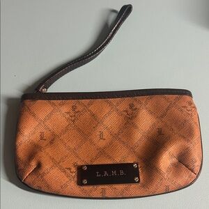 L.A.M.B. Tan and Brown Monogram Wristlet